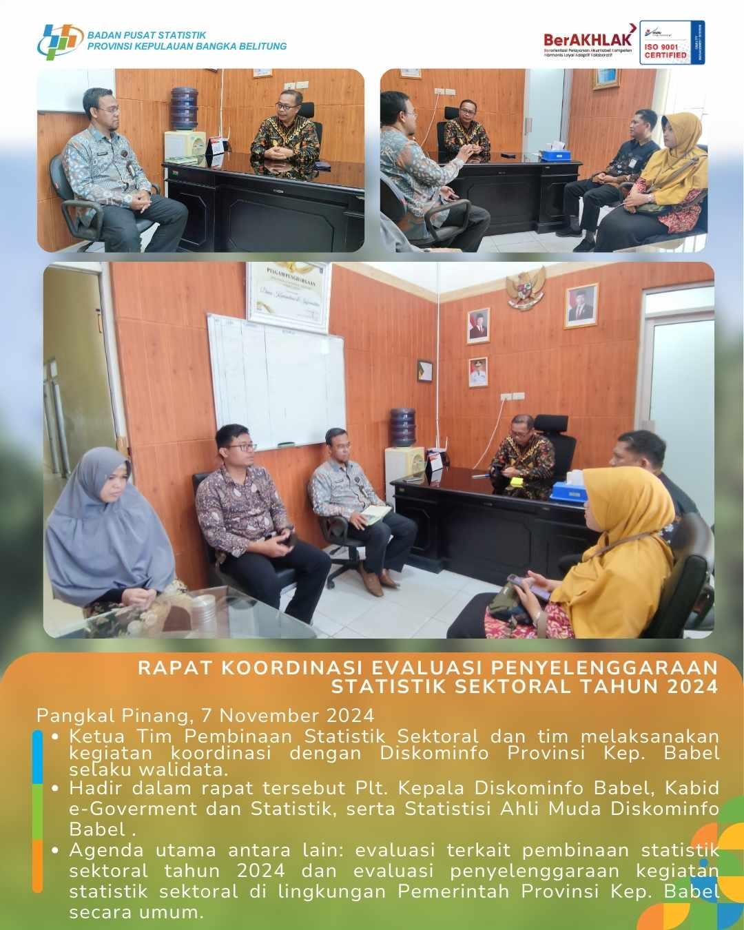 RAPAT KOORDINASI EVALUASI PENYELENGGARAAN STATISTIK SEKTORAL TAHUN 2024