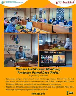 Rencana Tindak Lanjut Monitoring  Pendataan Potensi Desa (Podes)