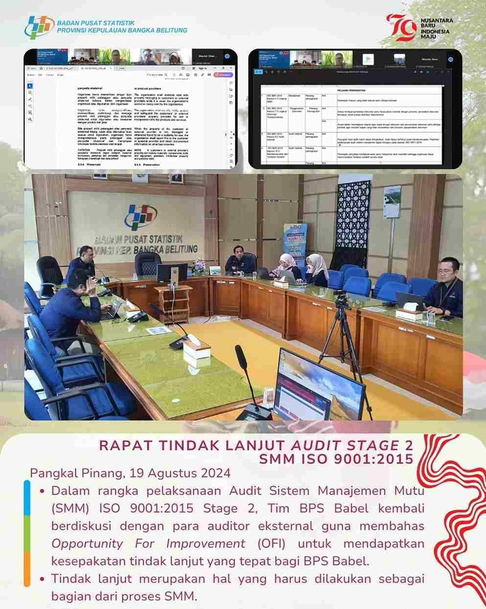 Rapat Tindak Lanjut Audit Stage 2  SMM ISO 9001:2015 